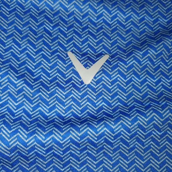 Callaway Opti-Dri Blue Polo Golf Shirt Mens Large Chevron Geometric Lightweight - Picture 2 of 7